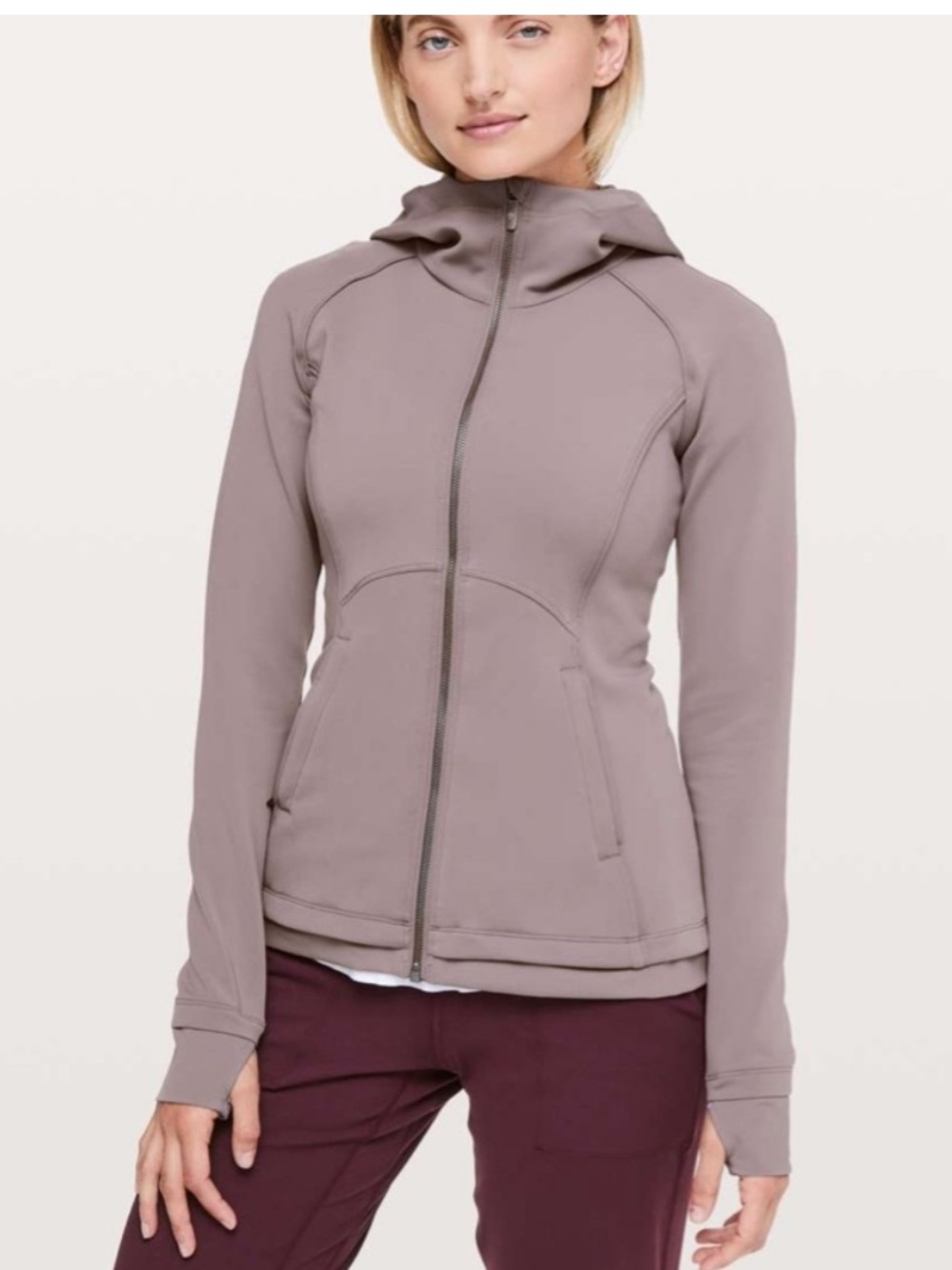Lululemon Nulu Hooded stopover Jacket *Ruched  back, lunar rock colour.